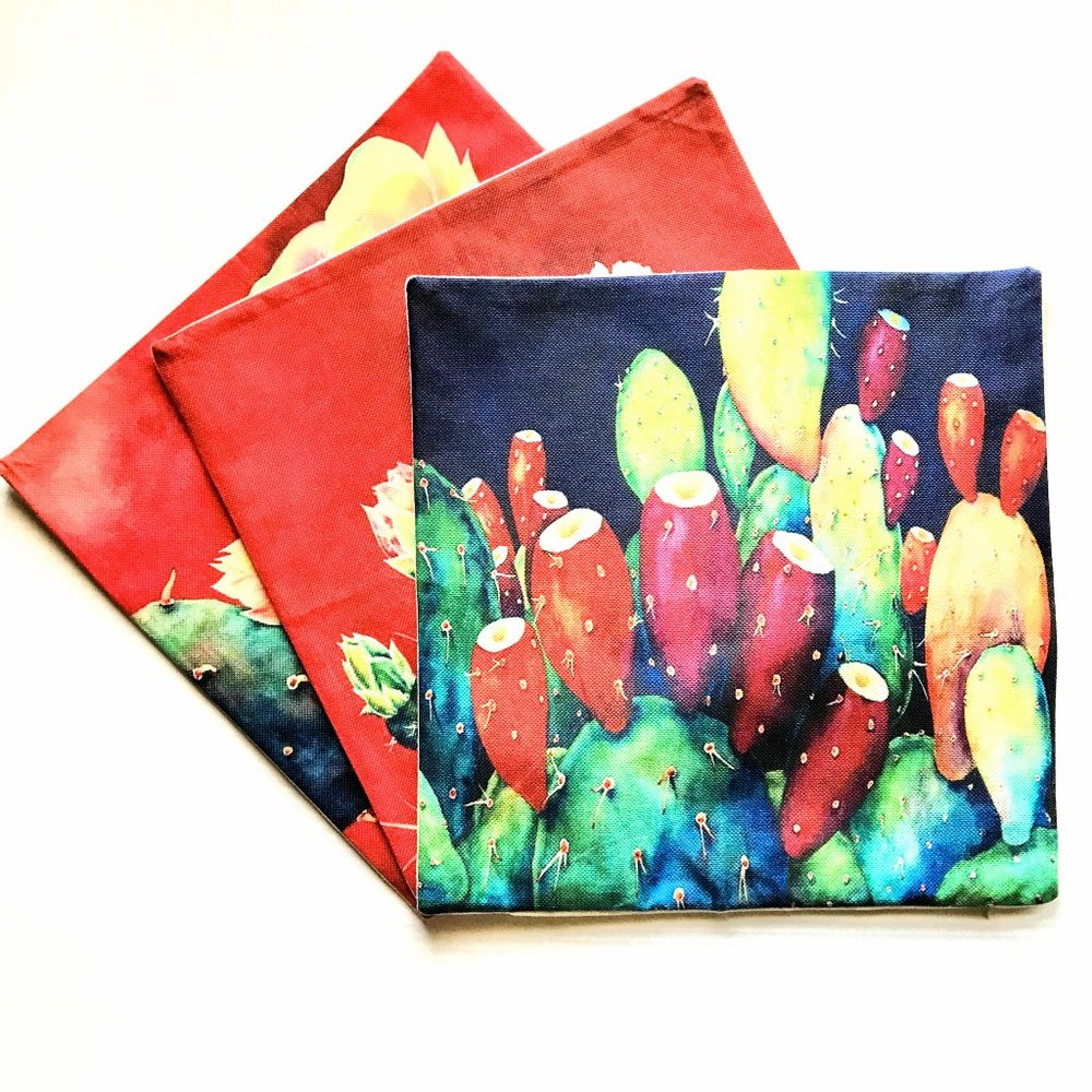 THREE Cactus Flower pillow covers